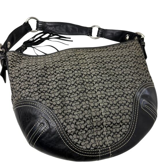 Vintage Y2K Coach Signature Jacquard Canvas Leather Bottom Bag Soho D062-2158 - Picture 3 of 11